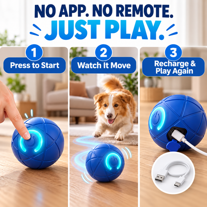 Self-Moving Interactive Dog Ball – USB Rechargeable Pet Toy
