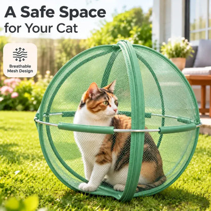 🐾✨ Portable Outdoor Cat Enclosure Mesh Ball Cat Cage– The Ultimate Safe Play & Travel Tent! 🌳🚗