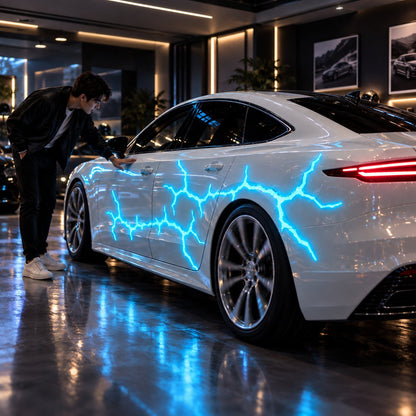 ✨Liquid Laser Glow Car Wrap, Streaming Thunder Light Luminous Vinyl Film for Custom Car Styling & Night Car Show