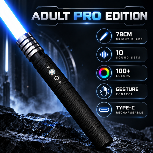 Professional Metal Extendable LED Lightsaber – 78cm, 100+ Colors, 10 Sound Effects, Motion Sensor & USB-C Charging
