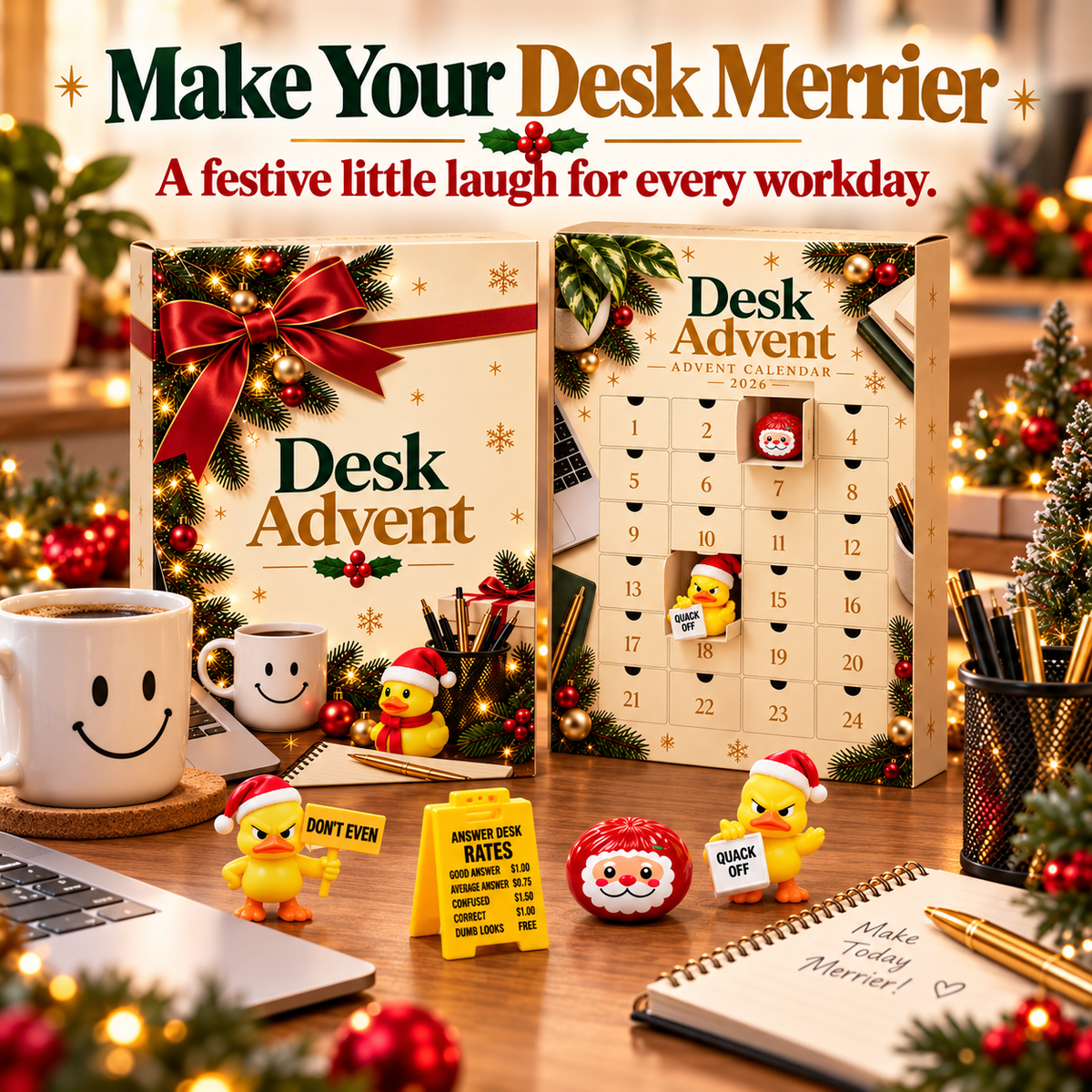 The Desk Advent Calendar 2026 – 24 Days of Funny Office Surprises, Mini Ducks & Desk Gifts