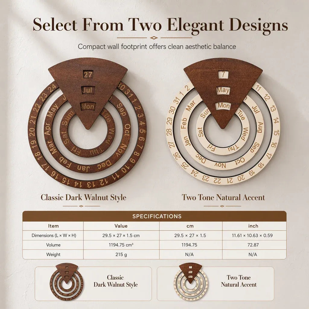 ⏰Circular Wooden Rotating Perpetual Calendar Wall Hanging Decoration