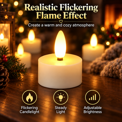 Hot sales🔥Rechargeable Flameless Tea Lights Candle  – Charging Station, Remote Control, Timer & Flickering LED Candles