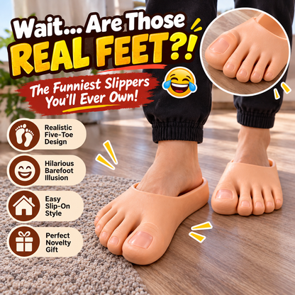 🔥Last Day 50% OFF-😂 Realistic Barefoot Slippers – Funny Giant Toe Slides, Hilarious Prank Gift 👣