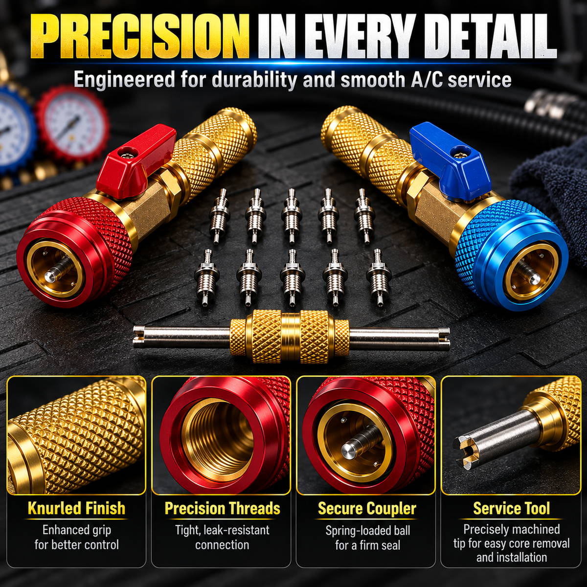 Hot sales🔥R134A Valve Core Remover & Installer Kit – A/C Service Tool Set