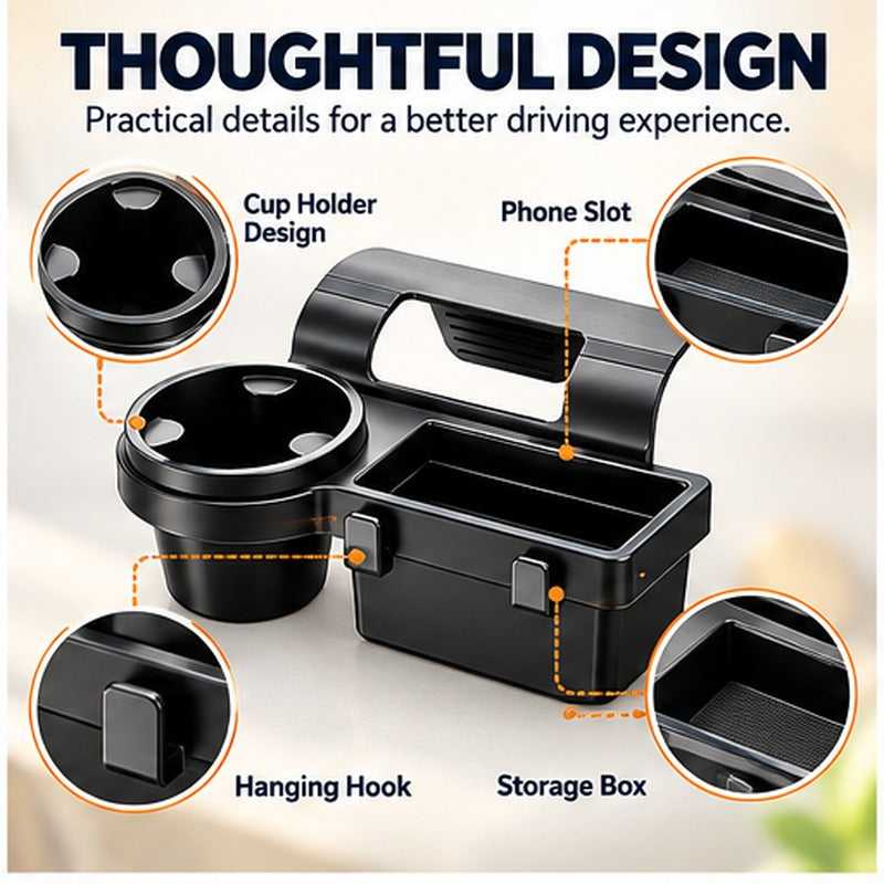Car Door Cup Holder & Storage Organizer – No-Drill Window-Mount Pocket