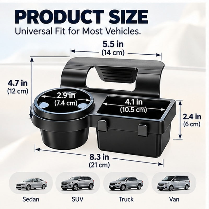 Car Door Cup Holder & Storage Organizer – No-Drill Window-Mount Pocket