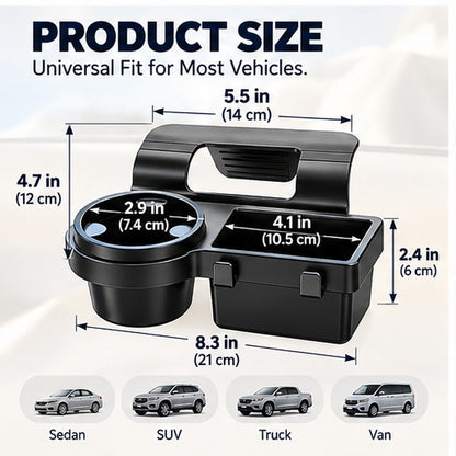 Car Door Cup Holder & Storage Organizer – No-Drill Window-Mount Pocket