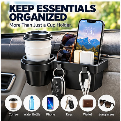 Car Door Cup Holder & Storage Organizer – No-Drill Window-Mount Pocket