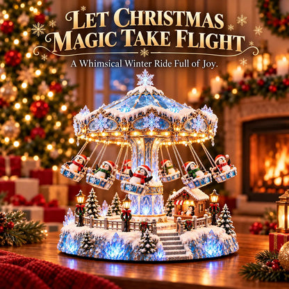 🔥Last day 50% OFF 🐧 Lighted Rotating Penguin Christmas Carousel – Musical Winter Wonderland Tabletop Holiday Decoration