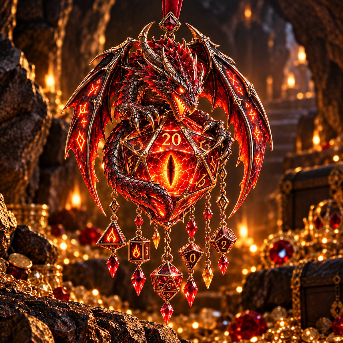 Glow Dragon Wind Chime – Illuminated Fantasy Hanging Decor with 6 Dragon Designs