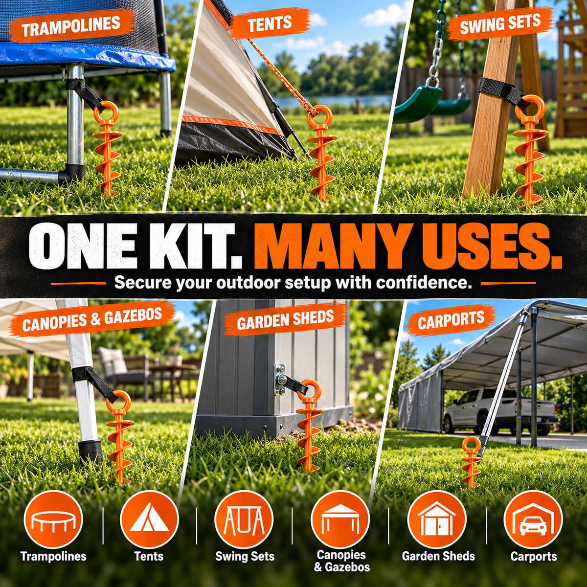 Hot sales🔥Heavy Duty 15-Inch Spiral Ground Anchors with Drill Adapter