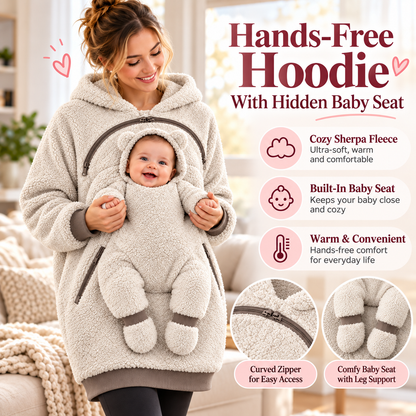 Baby Fleece Hoodie with Built-In Baby Seat – Cozy Babywearing Pullover for Moms & Dads