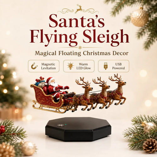 🎅Christmas Sale 50% OFF — Santa’s Flying Sleigh | Magical Floating Santa Claus Christmas Decoration With LED Light🎄