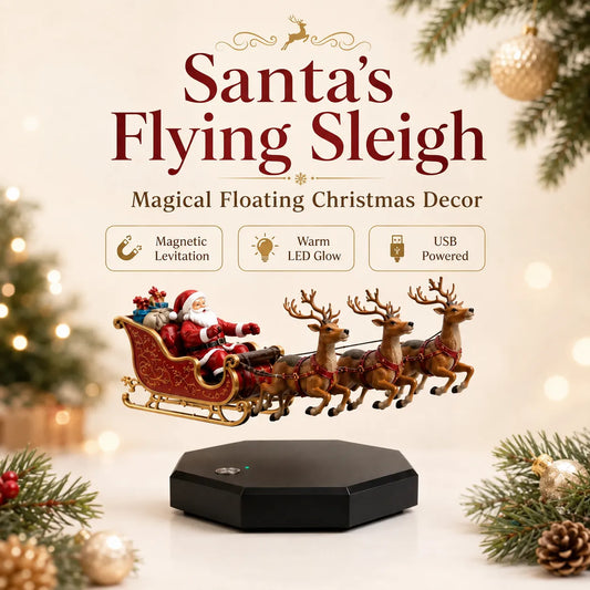 🎅Christmas Sale 50% OFF — Santa’s Flying Sleigh | Magical Floating Santa Claus Christmas Decoration With LED Light🎄