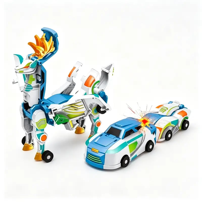 2-in-1 Magnetic Transforming Dragon Car Toy – Racing Car Set