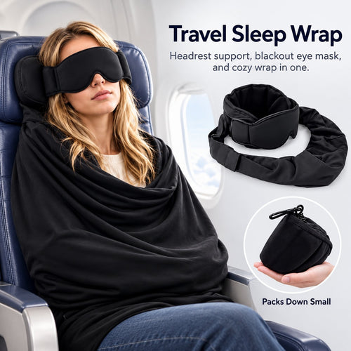 💤 No-Bob Flight Sleep Mask: Head Support & Arm Rest Sling