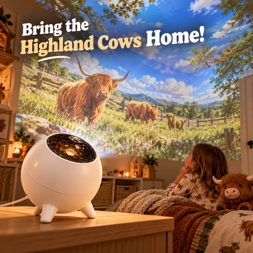 🔥Last day 50% OFF🎁Highland Cow Projector – Cozy Countryside Room Decor