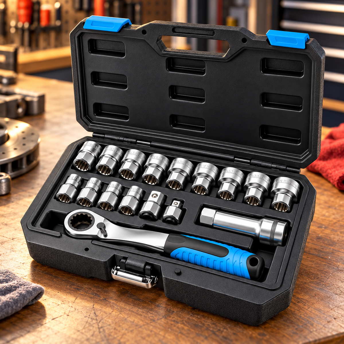 Universal Pass-Thru Socket & Ratchet Set – 16-Piece, 42 Fastener Sizes, SAE/Metric/TORX/Spline