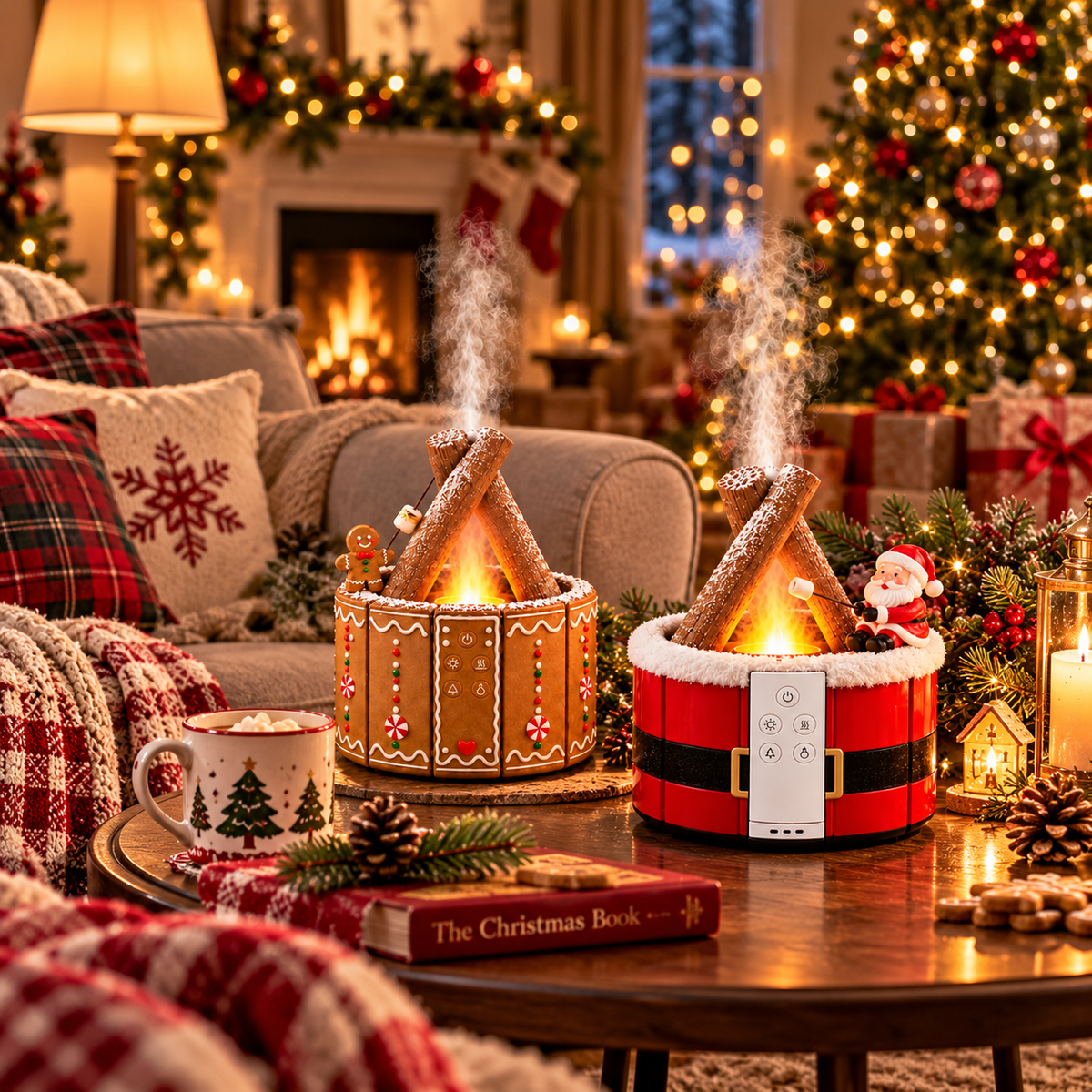 🔥Last Day 50% OFF –🎄 Christmas Campfire Aroma Diffuser – Cozy Flame-Style Glow, Festive Mist & Adorable Santa/Gingerbread Designs