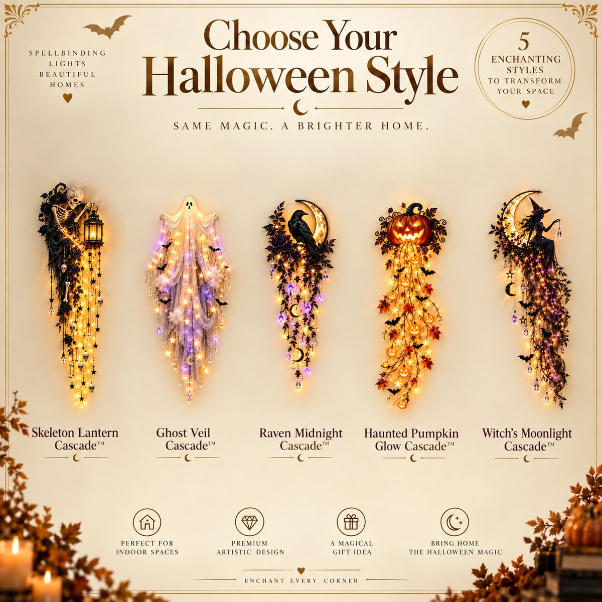 ✨49% Off✨ Elegant collection of Halloween wall lights with waterfall effect