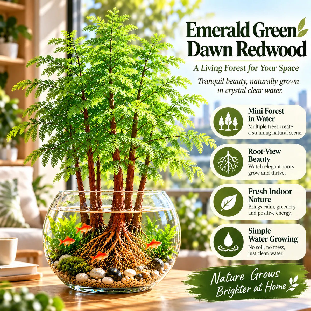 🌿 Hydroponic Dawn Redwood Starter – Grow Your Own Mini Tree💧