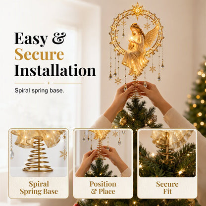 🏆Hot Sale⚡LED Angel Christmas Tree Topper – Lighted Golden Angel Holiday Decoration