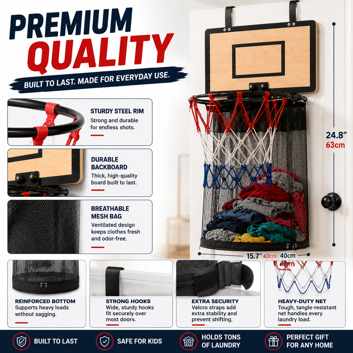 🔥Last Day 50% OFF-Over-the-Door Basketball Hoop Laundry Hamper – Fun Hanging Clothes Basket with Easy-Empty Zipper