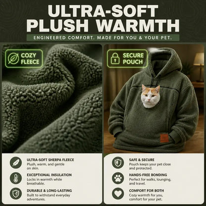 Sherpa Pet Carrier Hoodie with Cozy Kangaroo Pouch for Small Cats & Dogs