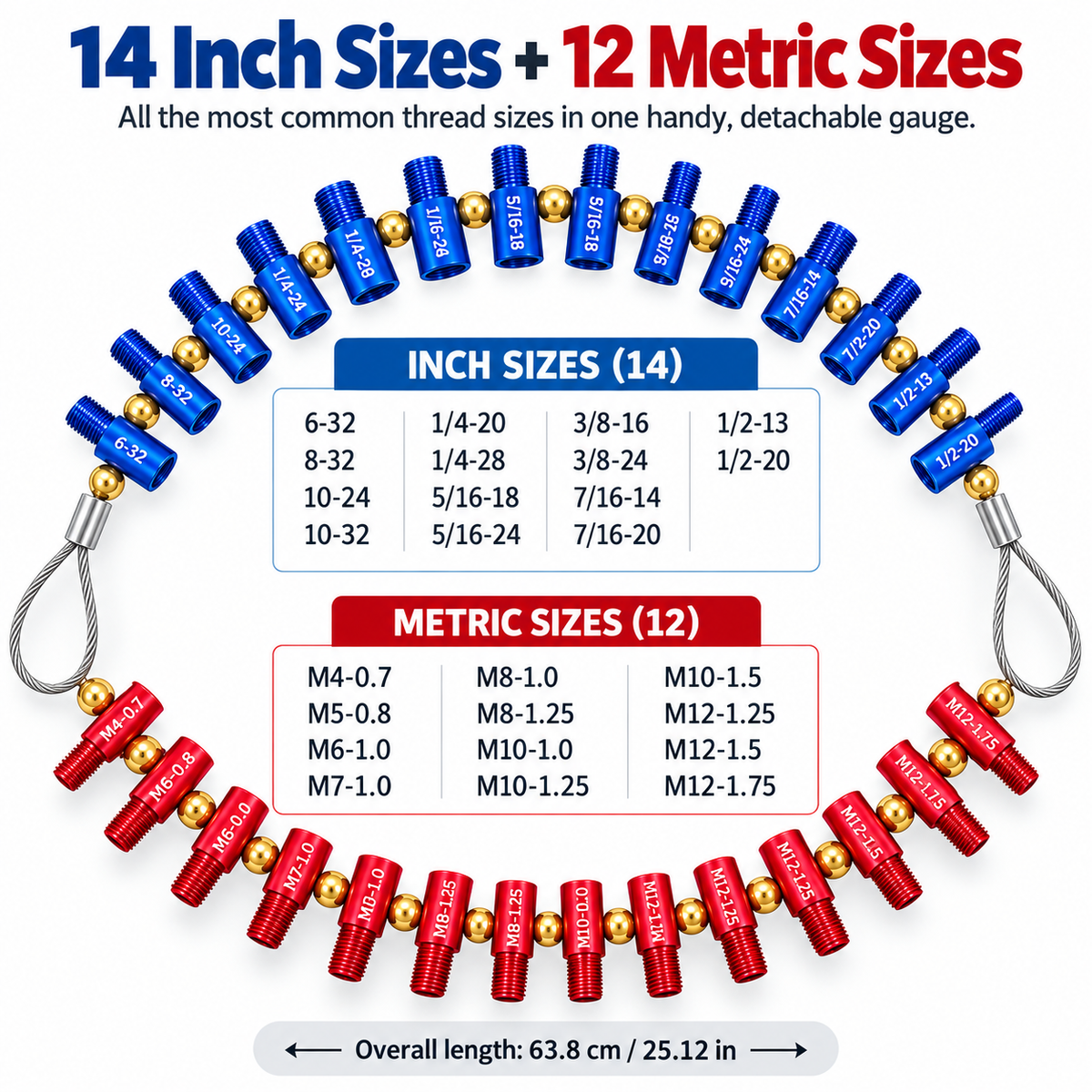 Hot sales🔥26-in-1 Detachable Nut & Bolt Thread Size Gauge – SAE & Metric