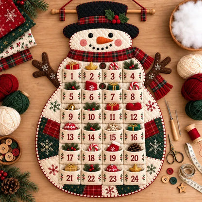 🎄🧵DIY Christmas Advent Calendar Sewing Kit – 24-Pocket Patchwork Quilted Wall Hanging, Handmade Countdown Holiday Decor, 5 Designs