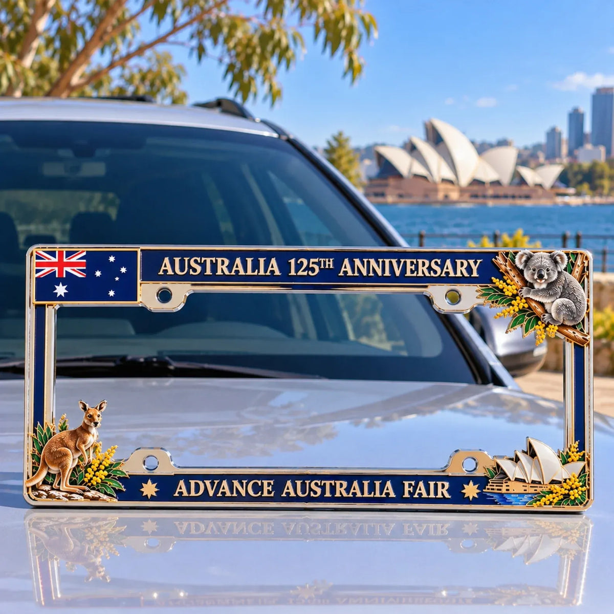 🦘🐨 Australia 125th Anniversary Commemorative Metal License Plate Frame
