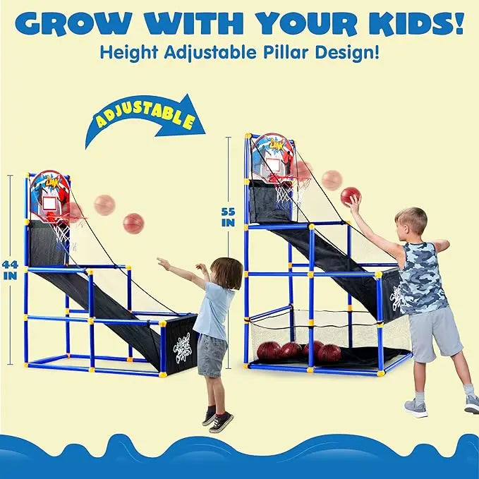 Arcade Basketball Hoop Set for Kids – Adjustable Indoor & Outdoor Basketball Game with Automatic Ball Return