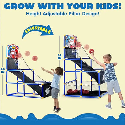 Arcade Basketball Hoop Set for Kids – Adjustable Indoor & Outdoor Basketball Game with Automatic Ball Return