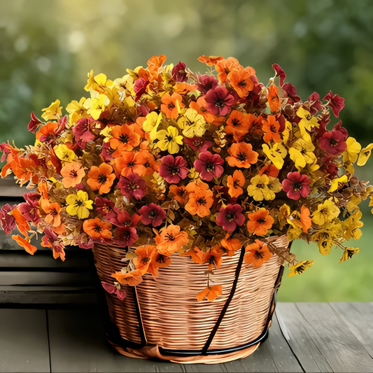 4Pcs/set Colorful Fall Fake Flowers - UV Resistant Artificial Outdoor Plants for Halloween Porch Decor