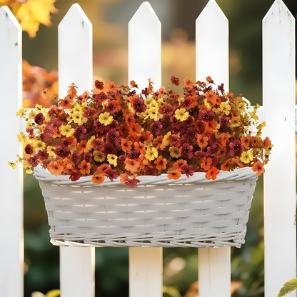 4Pcs/set Colorful Fall Fake Flowers - UV Resistant Artificial Outdoor Plants for Halloween Porch Decor