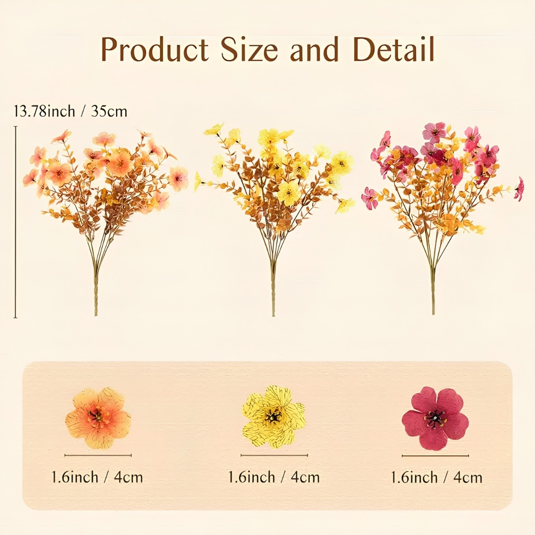 4Pcs/set Colorful Fall Fake Flowers - UV Resistant Artificial Outdoor Plants for Halloween Porch Decor