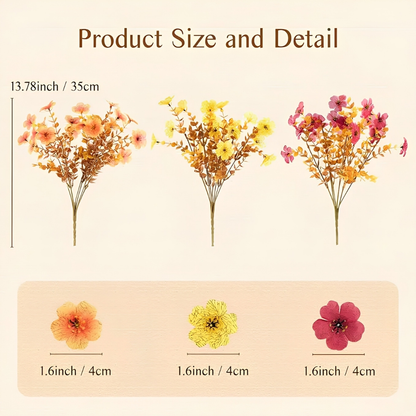 4Pcs/set Colorful Fall Fake Flowers - UV Resistant Artificial Outdoor Plants for Halloween Porch Decor