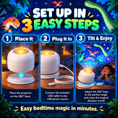 DinoGlow Dinosaur Room Projector – Immersive Dinosaur-Themed Kids' Bedroom Light
