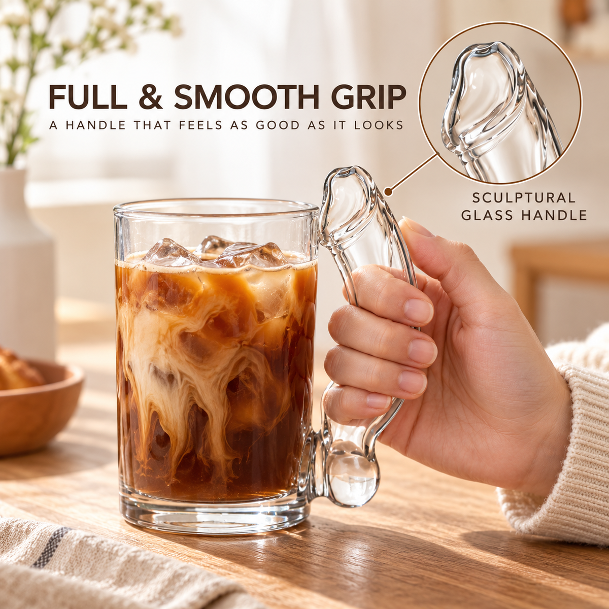 🥤 50% OFF Built-In Straw Glass Mug – The Handle Is Also the Straw