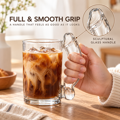🥤 50% OFF Built-In Straw Glass Mug – The Handle Is Also the Straw