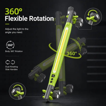 Rechargeable COB Work Light – Magnetic 360° Rotating LED Inspection Light with Hook, Clamp & USB-C Charging