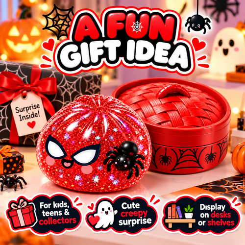 Halloween Spider Squishy Dumpling Toy – 3.35-Inch Slow-Rise Sensory Fidget