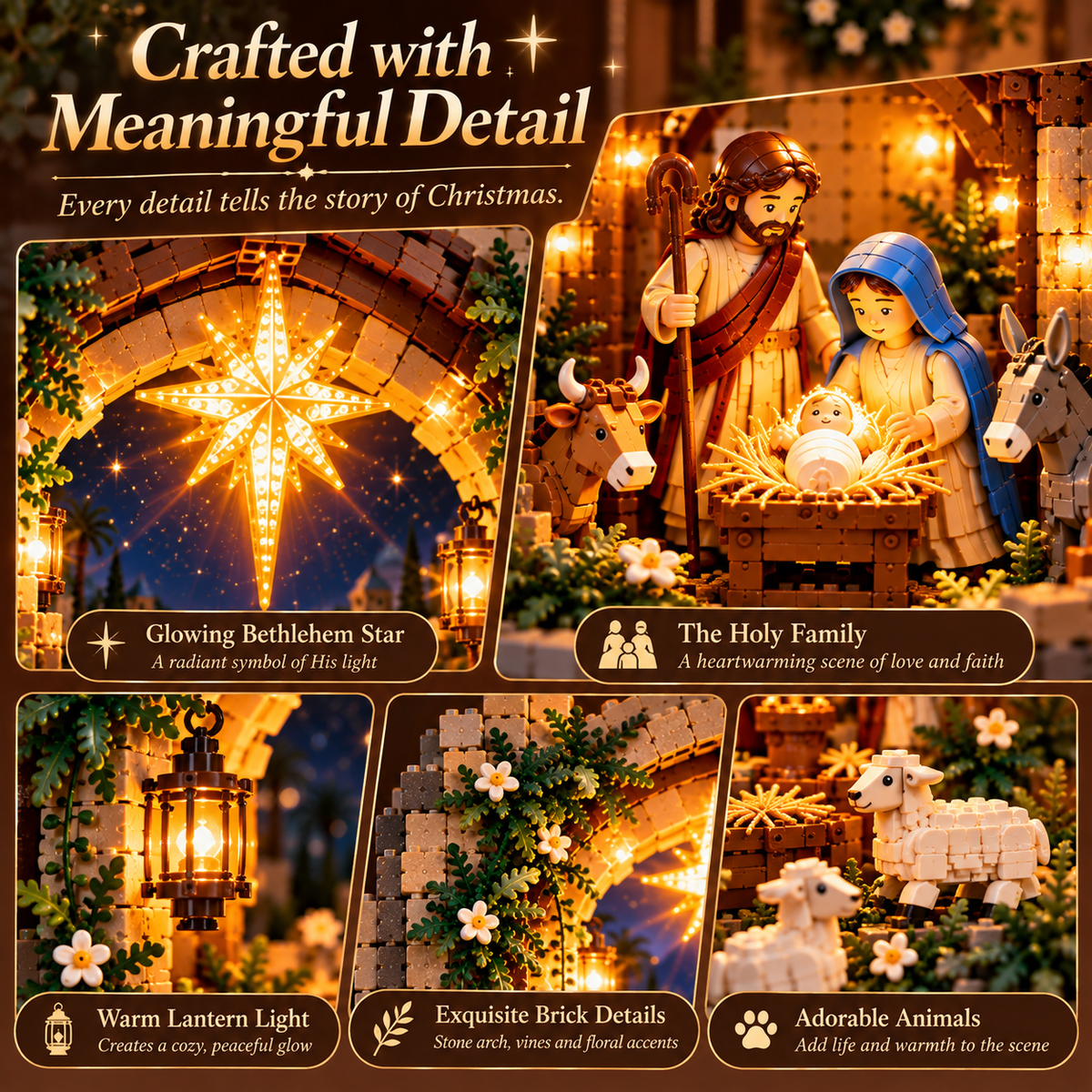 📖✨✝️ Lighted Bethlehem Nativity Book Nook – Christmas Building Block Display of Faith 🎄