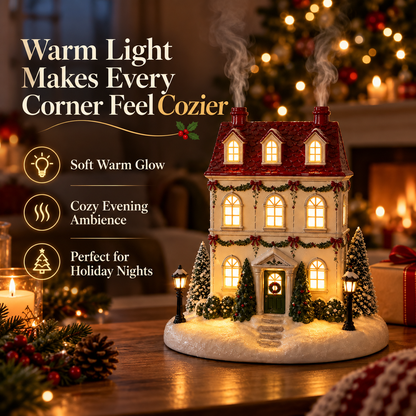 🔥Last Day 50% OFF🎄 Christmas House Aroma Diffuser – Warm Light & Gentle Mist Holiday Decor