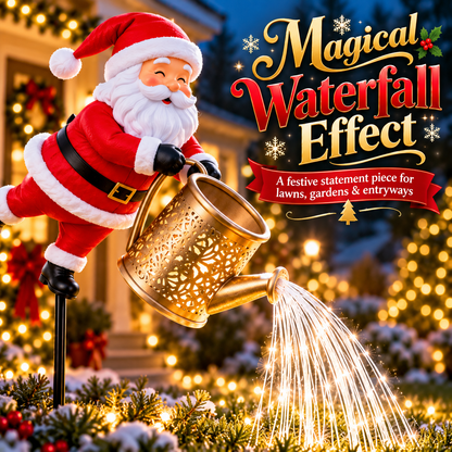 🎅 Santa Solar Watering Can Christmas Garden Light ✨ | Cascading Waterfall Outdoor Yard Decor 🎄