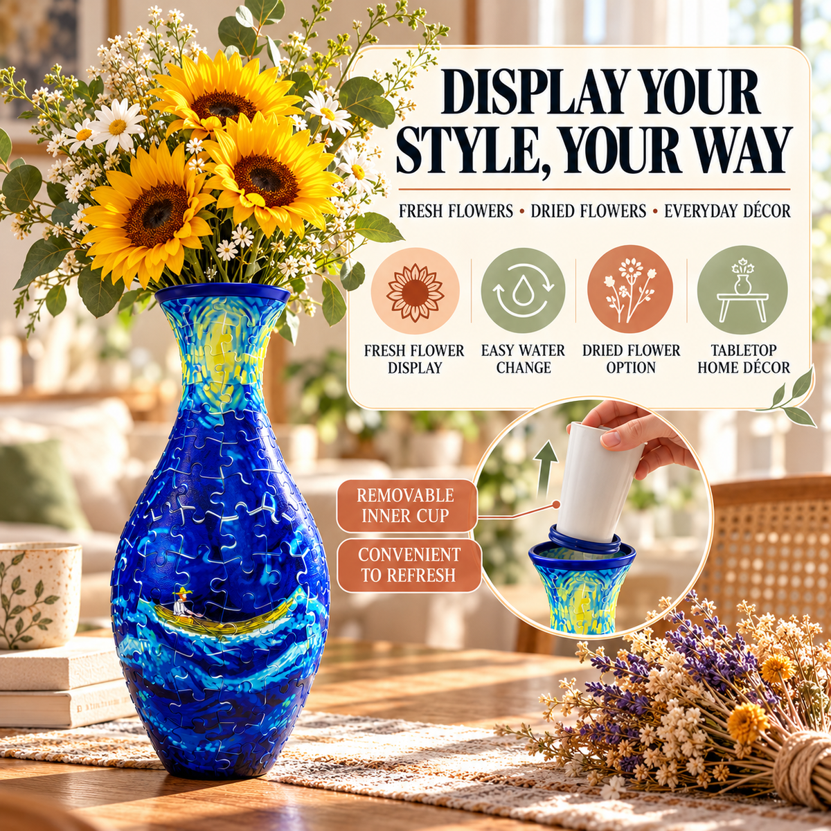 🔥Last Day 50% OFF-✨3D DIY Puzzle Vase – 11 Creative Designs, Decorative Flower Vase & Craft Gift