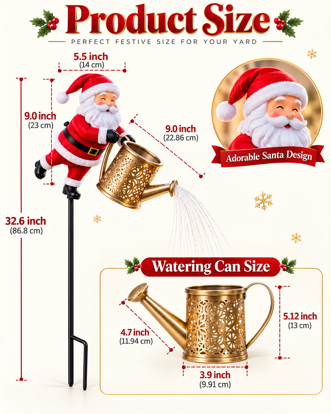 🎅 Santa Solar Watering Can Christmas Garden Light ✨ | Cascading Waterfall Outdoor Yard Decor 🎄