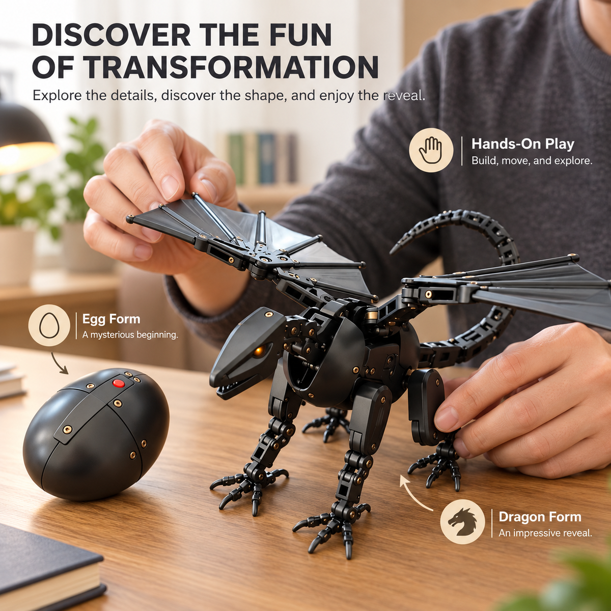 🔥Last Day 50% OFF🥚🐉 DragonMorph – Egg to Dragon Transforming Mechanical Toy