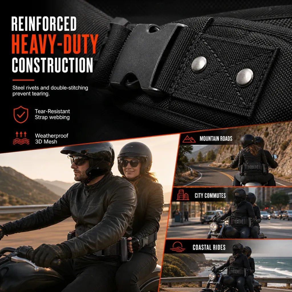 🏍️Motorcycle Passenger Grab Handle Belt – Non-slip, Adjustable, Heavy-Duty🛡️